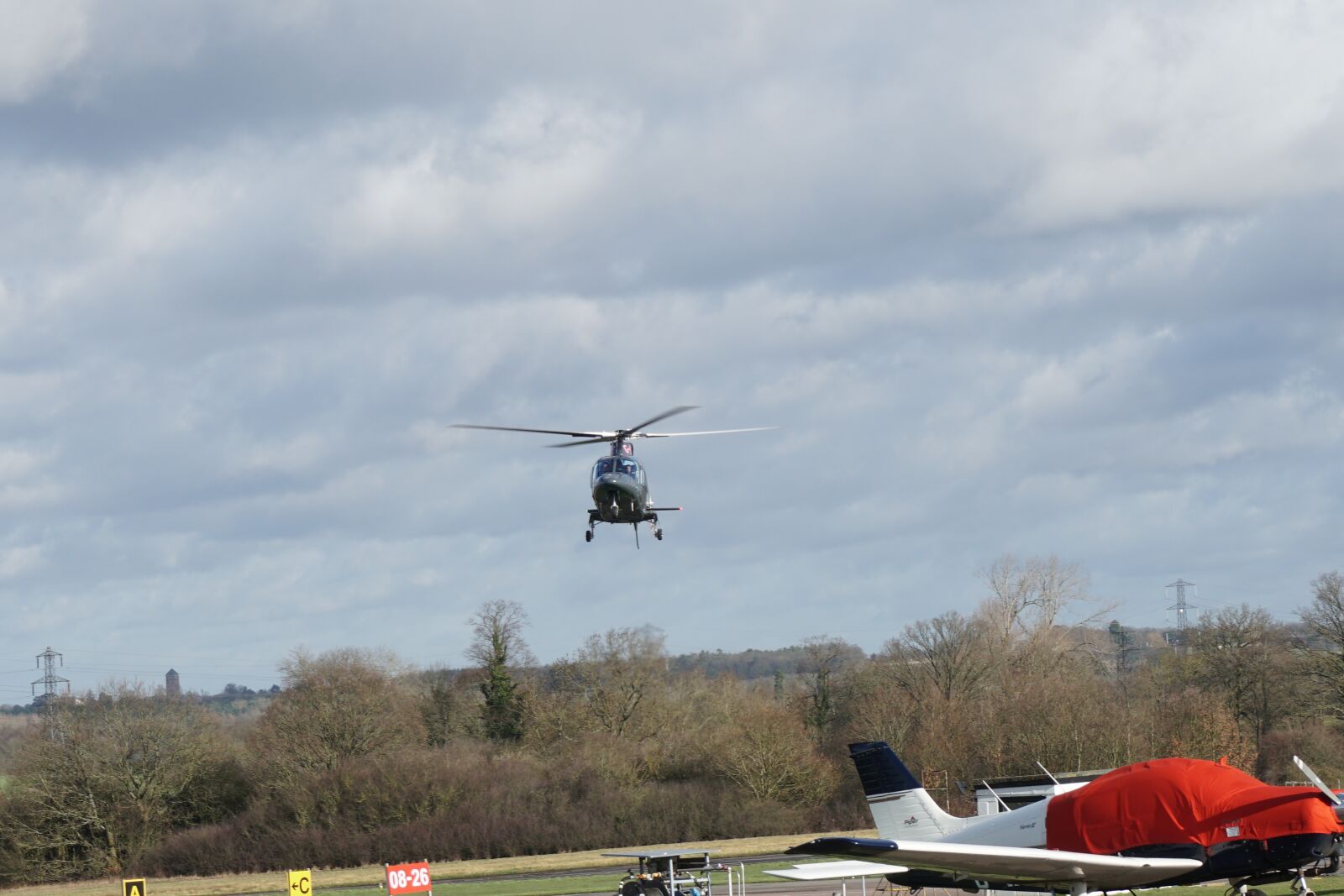 Sony a6300 sample photo. Elstree aerodrome helicopter, helicopter photography
