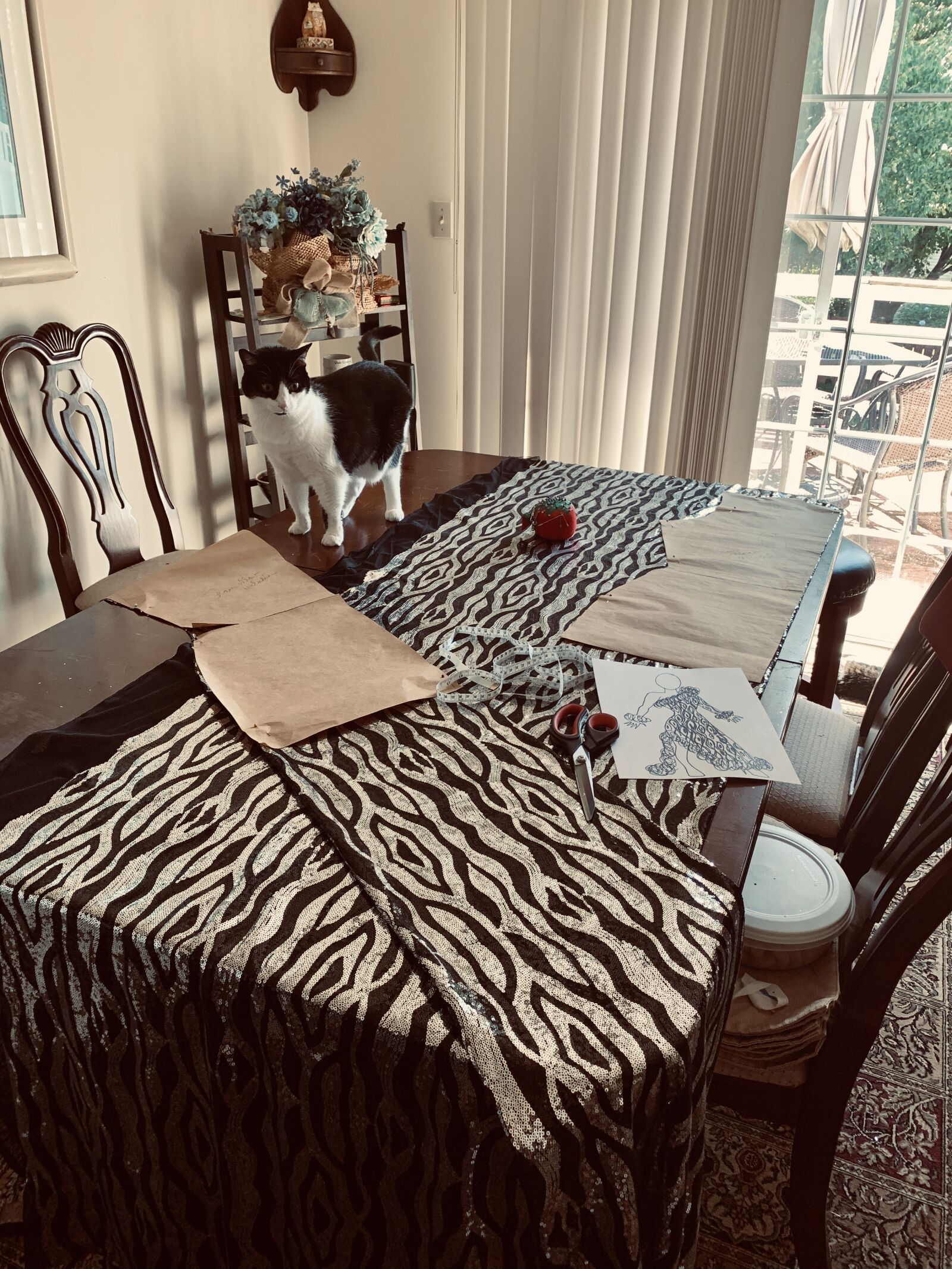 iPhone XR back camera 4.25mm f/1.8 sample photo. Sewing, fabric, dress photography