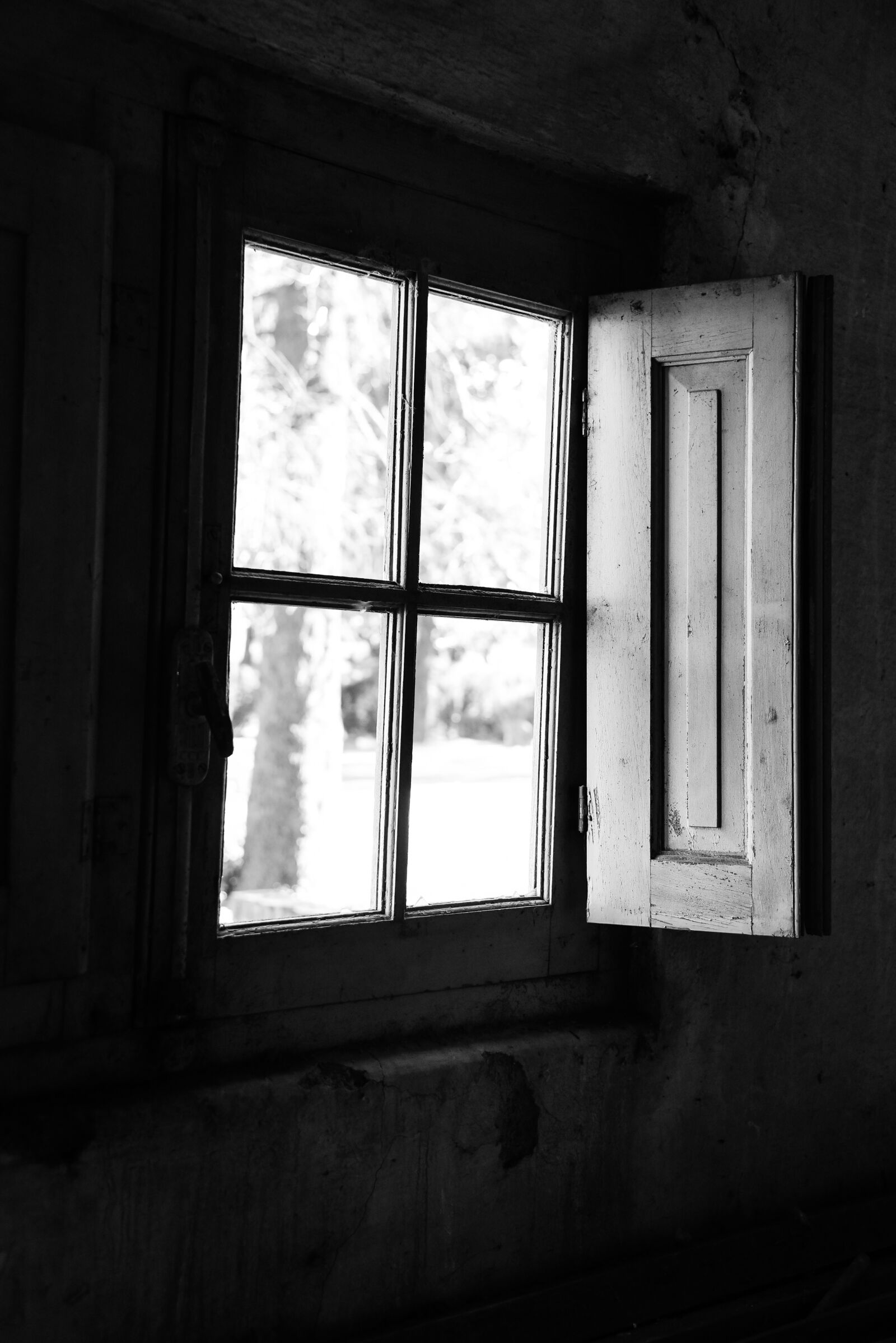 Nikon D750 sample photo. Black white, window, old photography