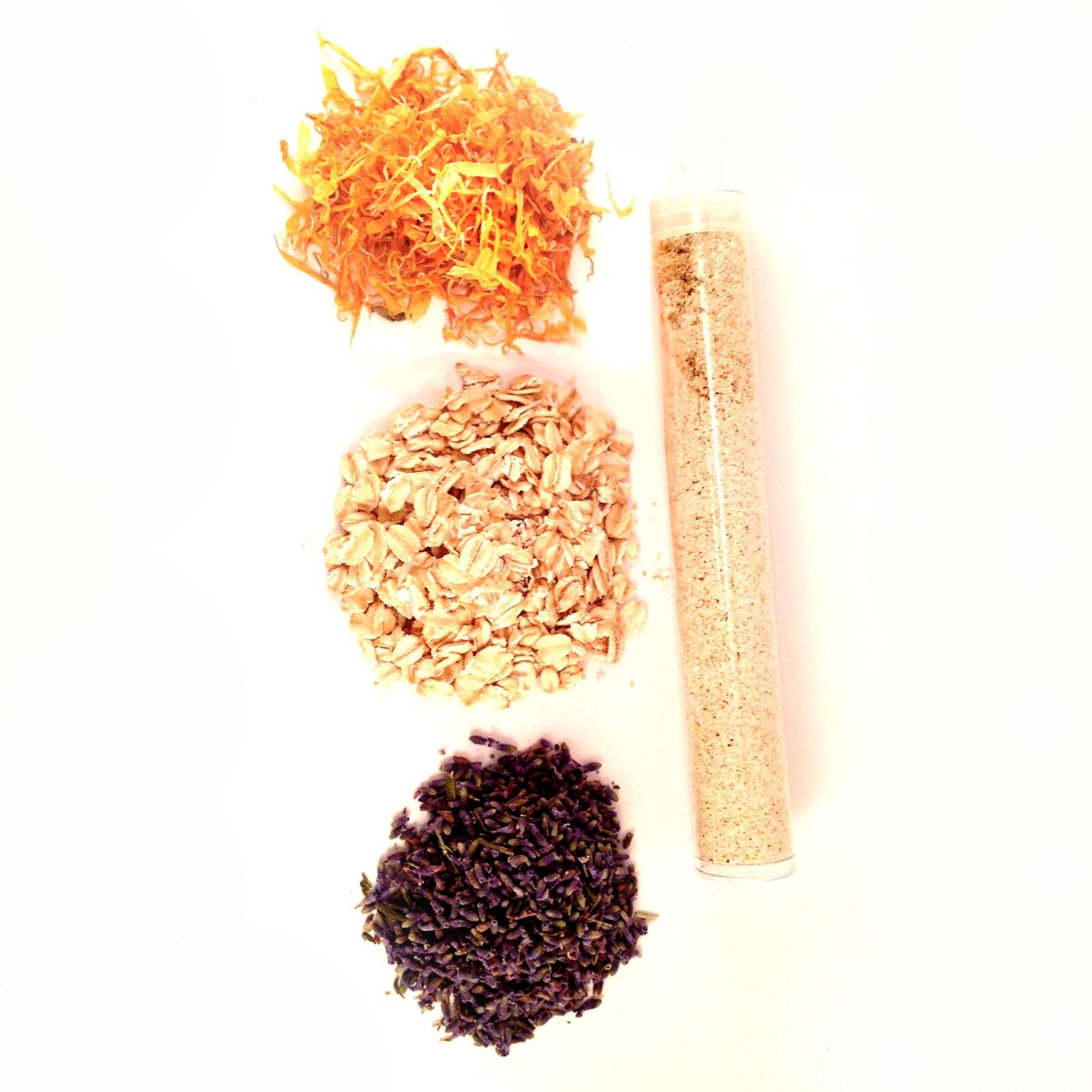 iPhone 4S back camera 4.28mm f/2.4 sample photo. Oatmeal bath, lavender, calendula photography