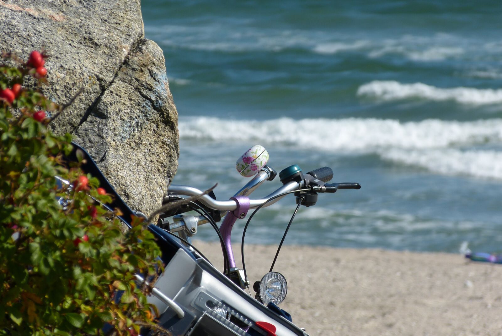 Panasonic Lumix DMC-FZ150 sample photo. Beach, bike, bike bell photography