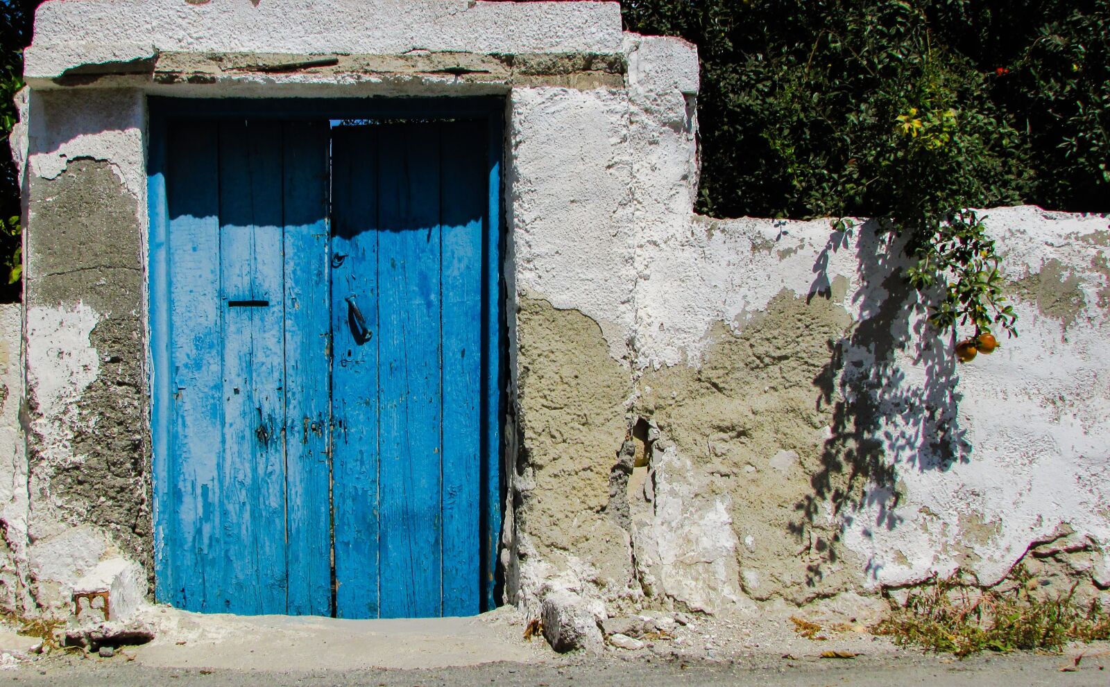 Canon PowerShot SX400 IS sample photo. Garden door, wooden, blue photography