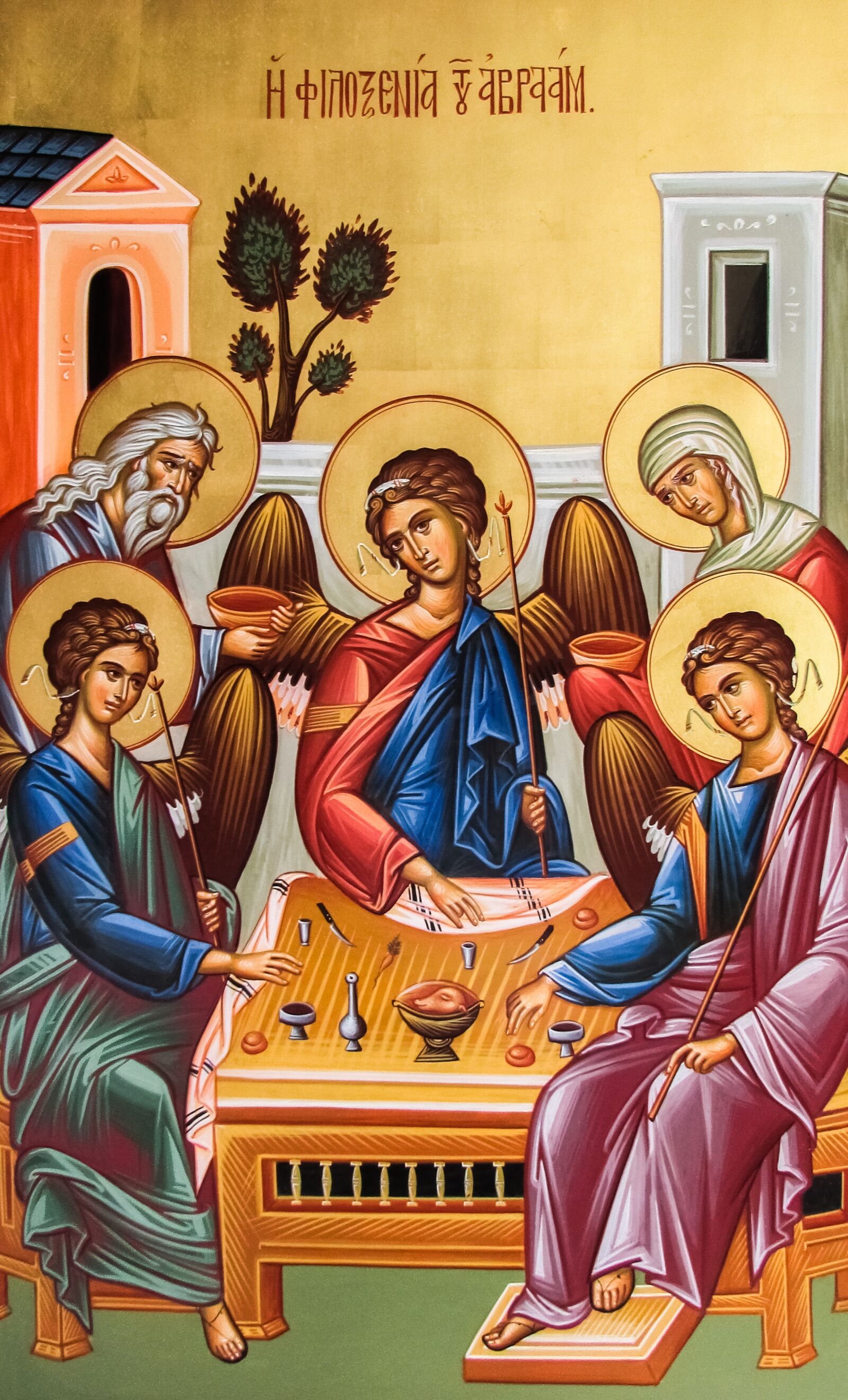 Canon PowerShot SX400 IS sample photo. Abraham's philoxenia, painting, icon photography