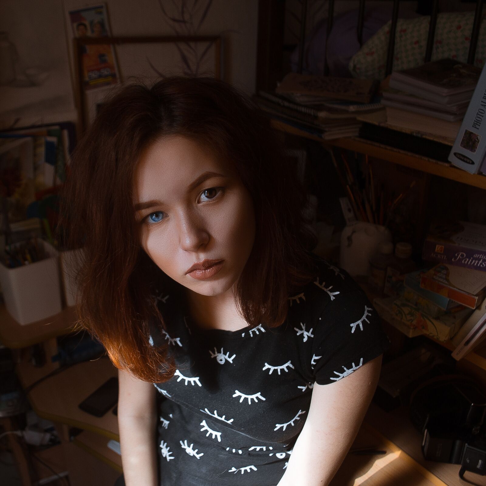 Nikon D3100 sample photo. Heterochromia, artist, redhead photography