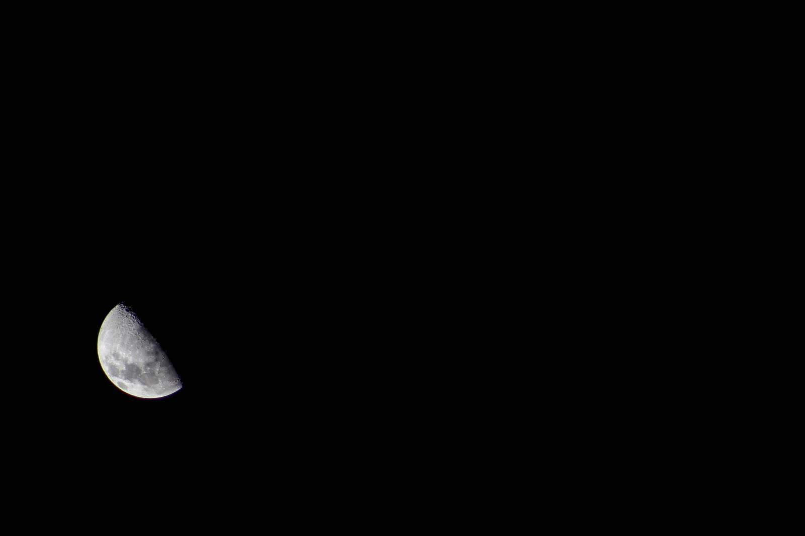 Canon EF 75-300mm f/4-5.6 sample photo. Clear, sky, half, moon photography