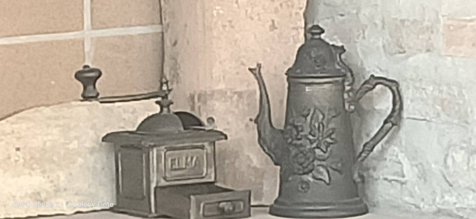 OPPO RENO2 Z sample photo. Kettle, grinder, vintage photography