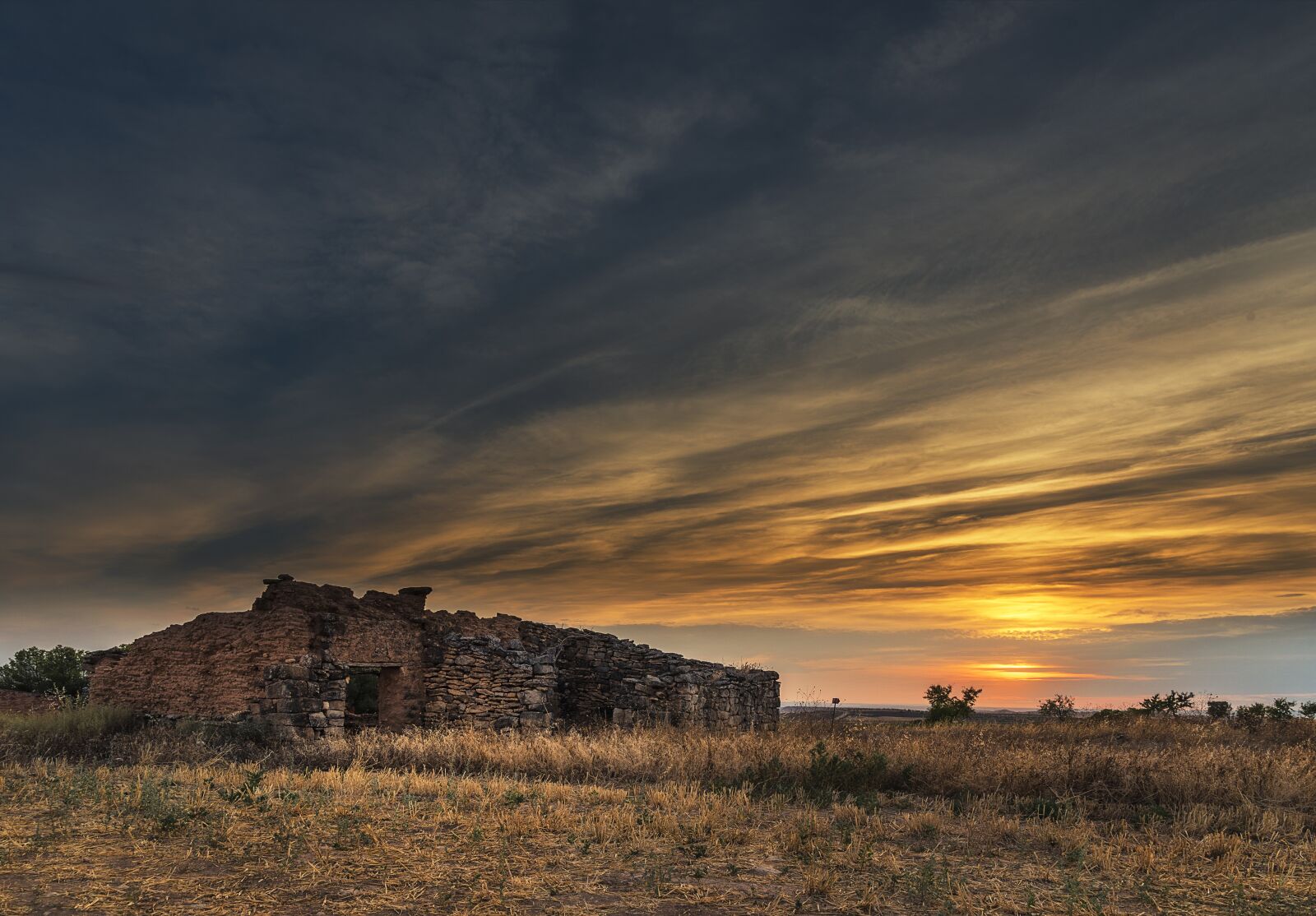 Nikon D750 sample photo. Sunset, field, cabin photography