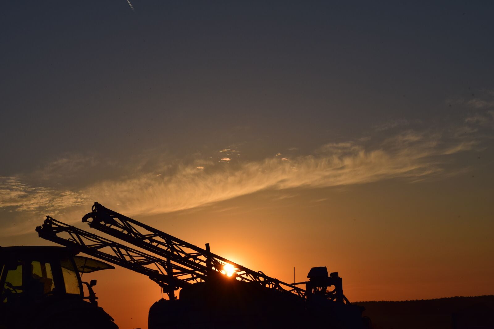 Nikon D3300 sample photo. Sunset, agricultural machinery, backlighting photography