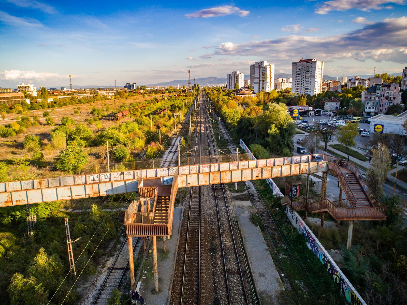 DJI FC6310 sample photo. Abandoned, apartment, buildings, autumn photography