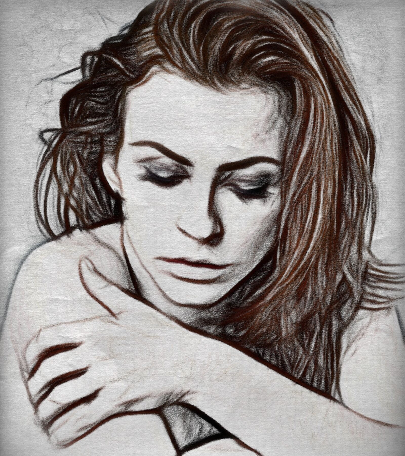 Nikon D80 sample photo. Woman, charcoal, color photography