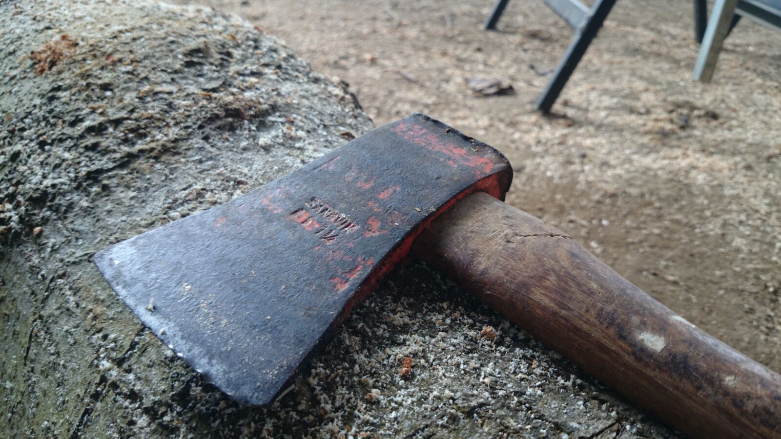 Sony Xperia Z1 sample photo. Axe, trunk, carpentry photography