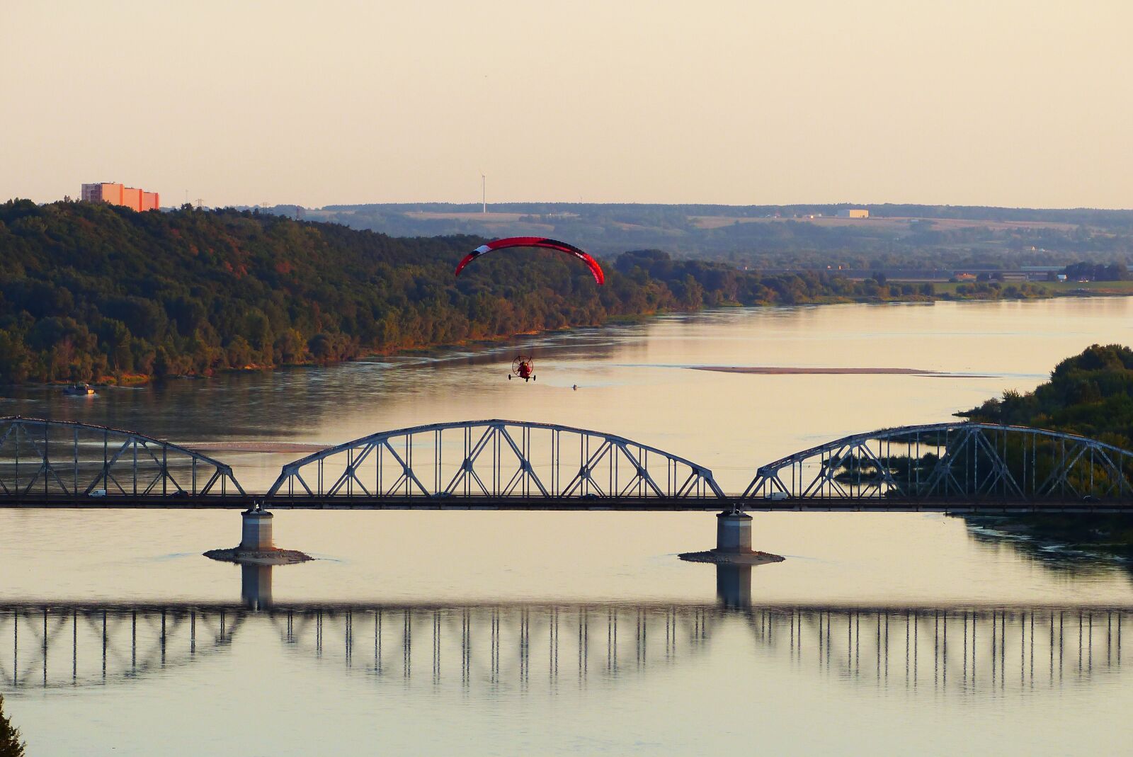 Panasonic Lumix DMC-FZ200 sample photo. Paraglider, landscape, river photography