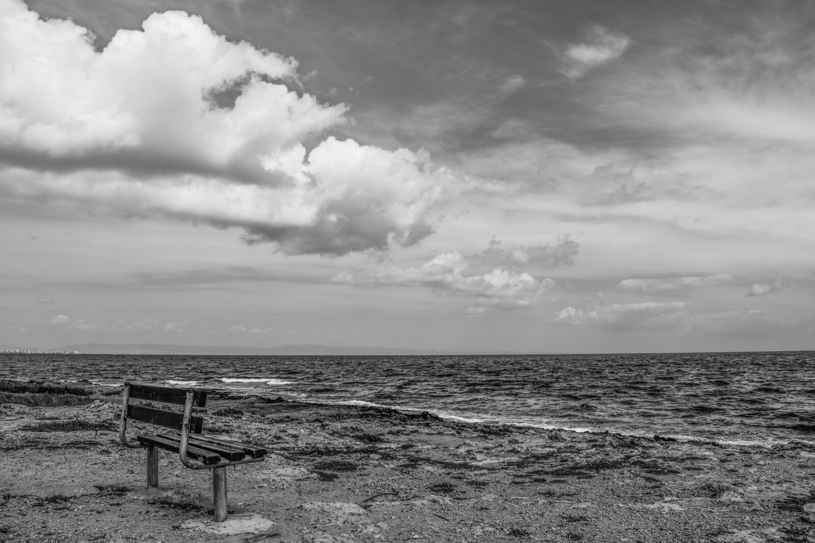 Nikon D3300 sample photo. Bench, beach, sea photography
