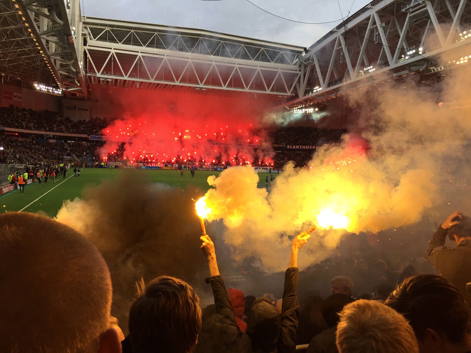 Apple iPhone 6 sample photo. Football, game, pyrotechnic, pyrotechnics photography