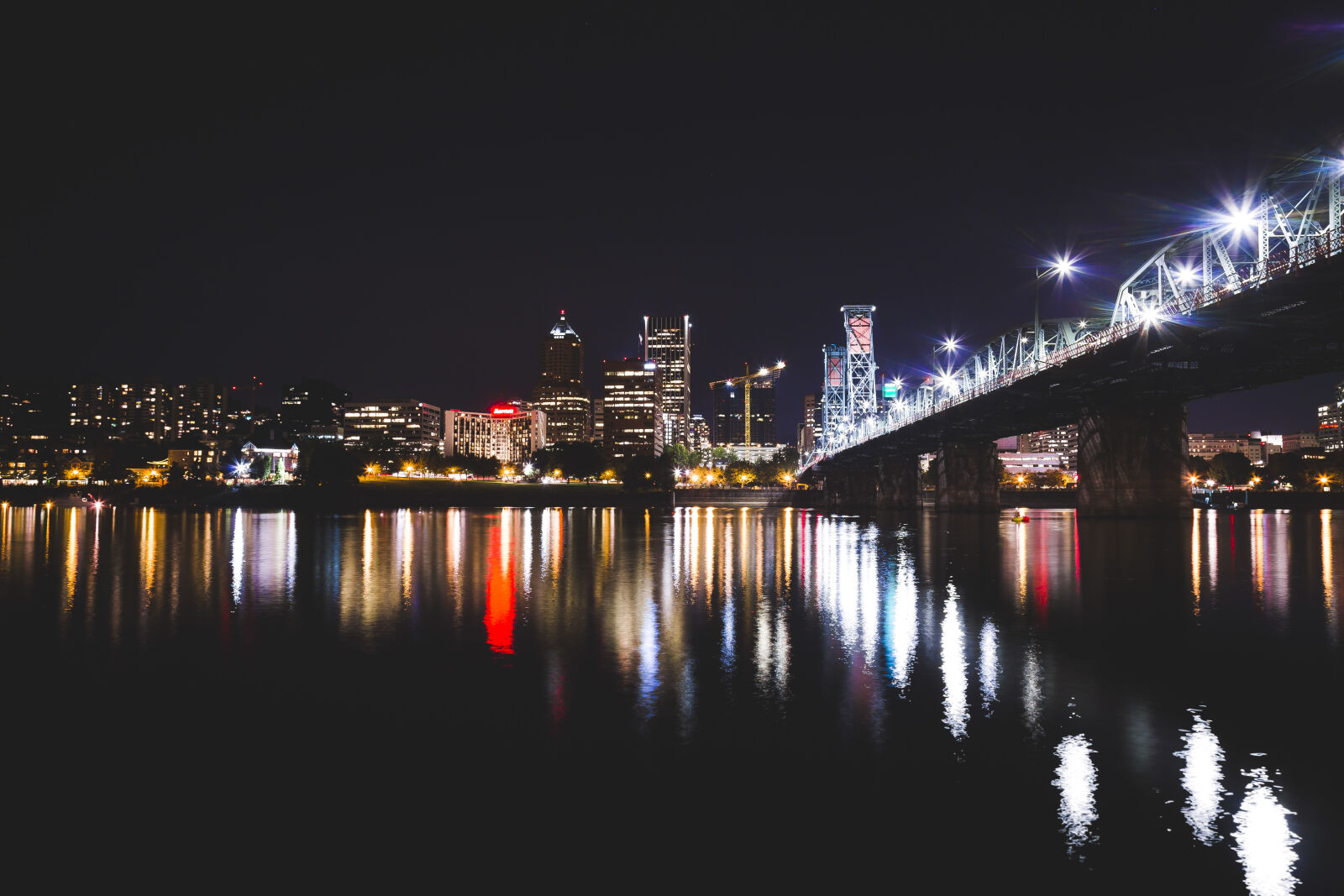 Canon EF 24-105mm F4L IS USM sample photo. Blue, bridge, city, lights photography