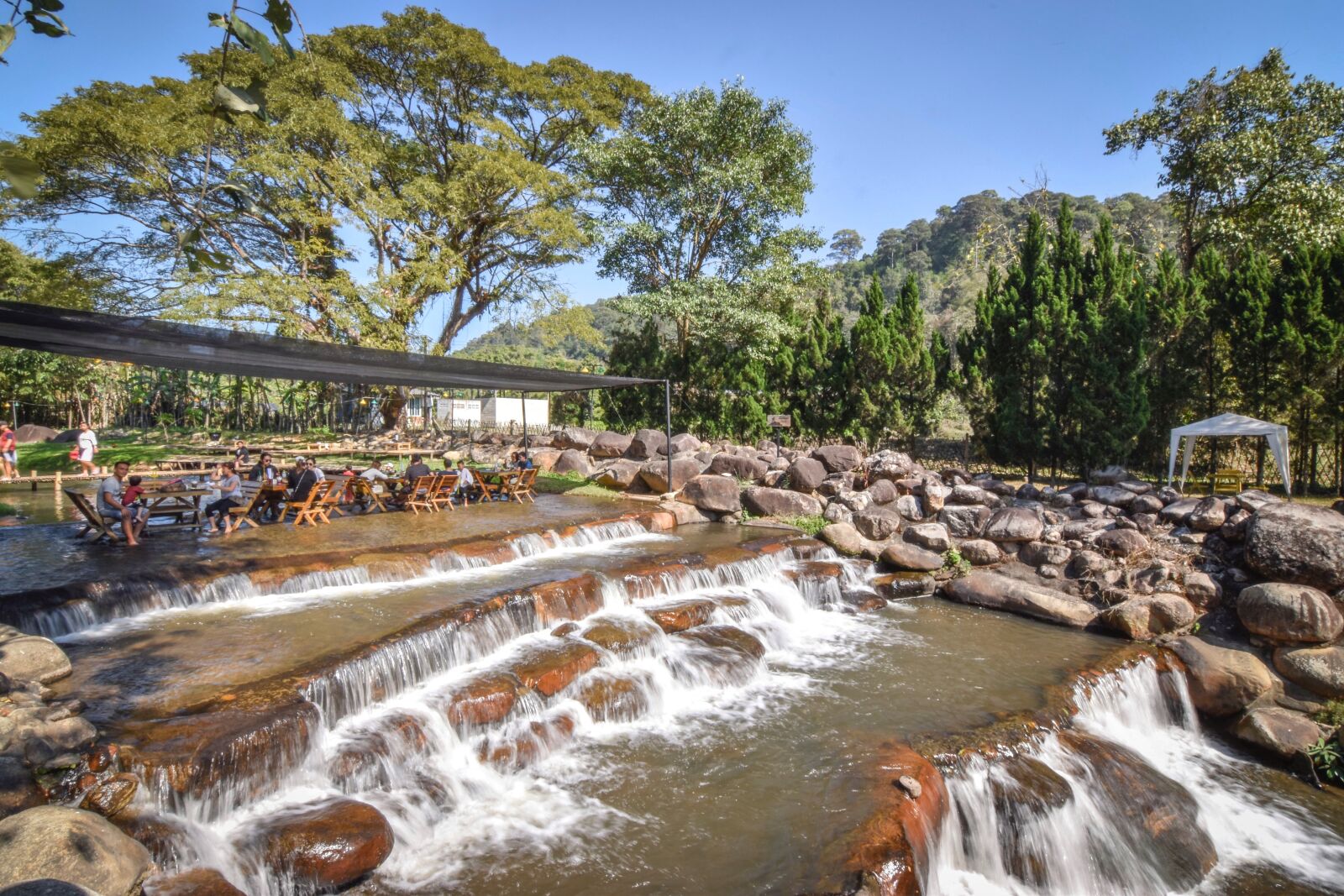 Nikon D5500 sample photo. Waterfall, mountains, tree photography