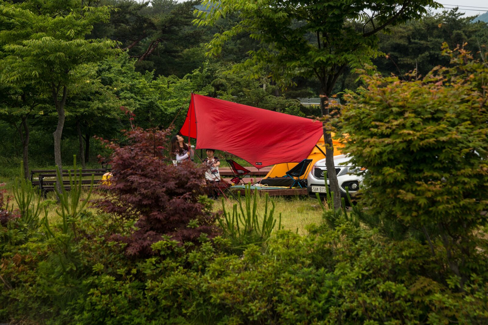 Sony a99 II + Sony Vario-Sonnar T* 24-70mm F2.8 ZA SSM sample photo. Family, tent, camping photography
