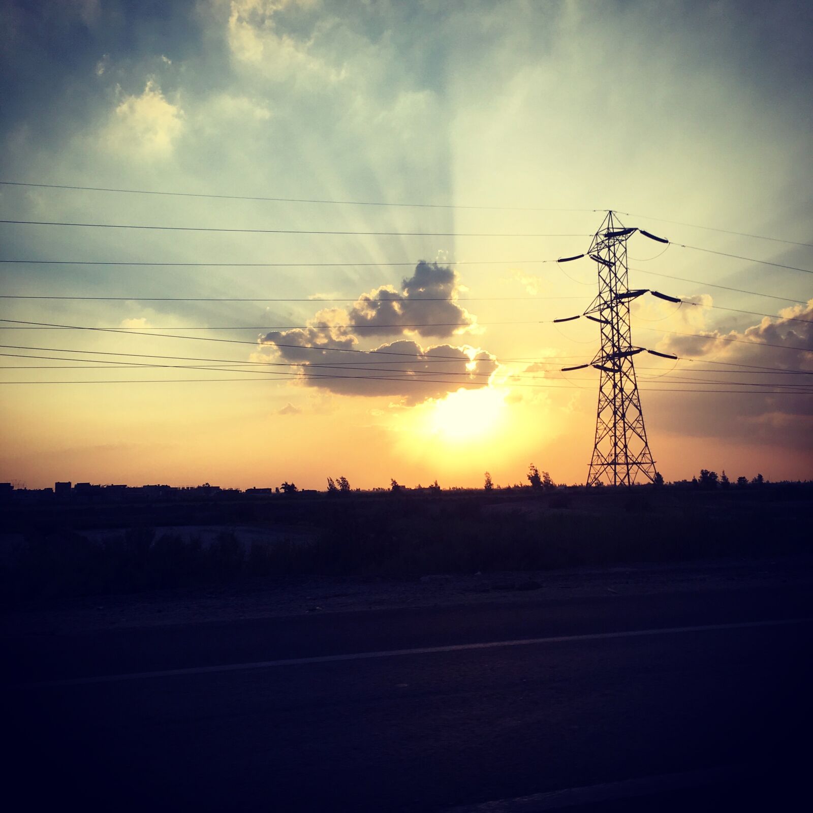 Apple iPhone 6s sample photo. Cable, clouds, danger, dawn photography