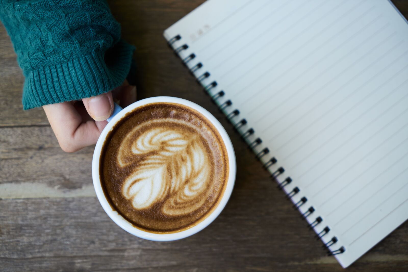 Sony a7R II sample photo. Coffee, notebook, latte photography