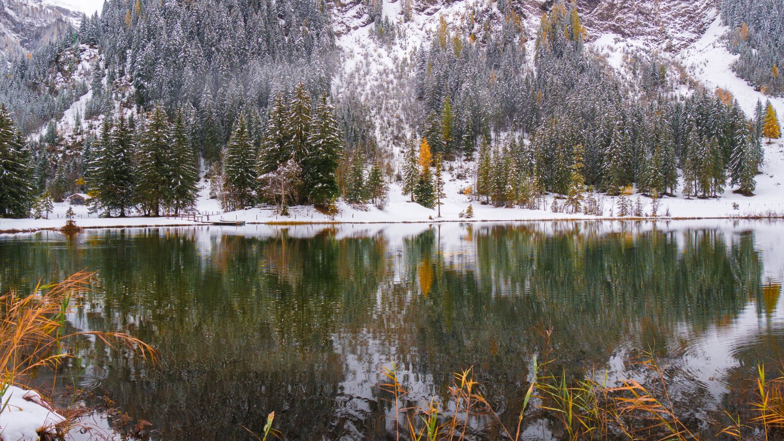 Panasonic DMC-G81 sample photo. Alpine lake, snow, mirroring photography