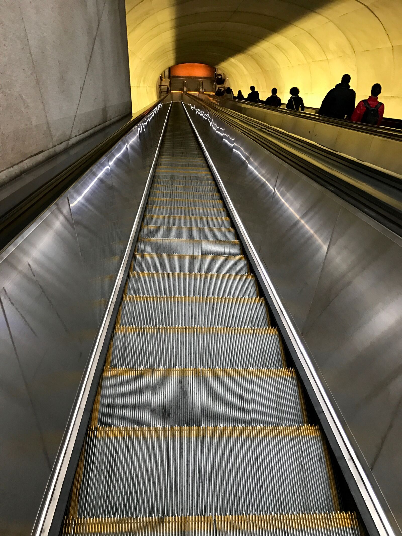 Apple iPhone 7 Plus sample photo. Escalator, subway, commuters photography
