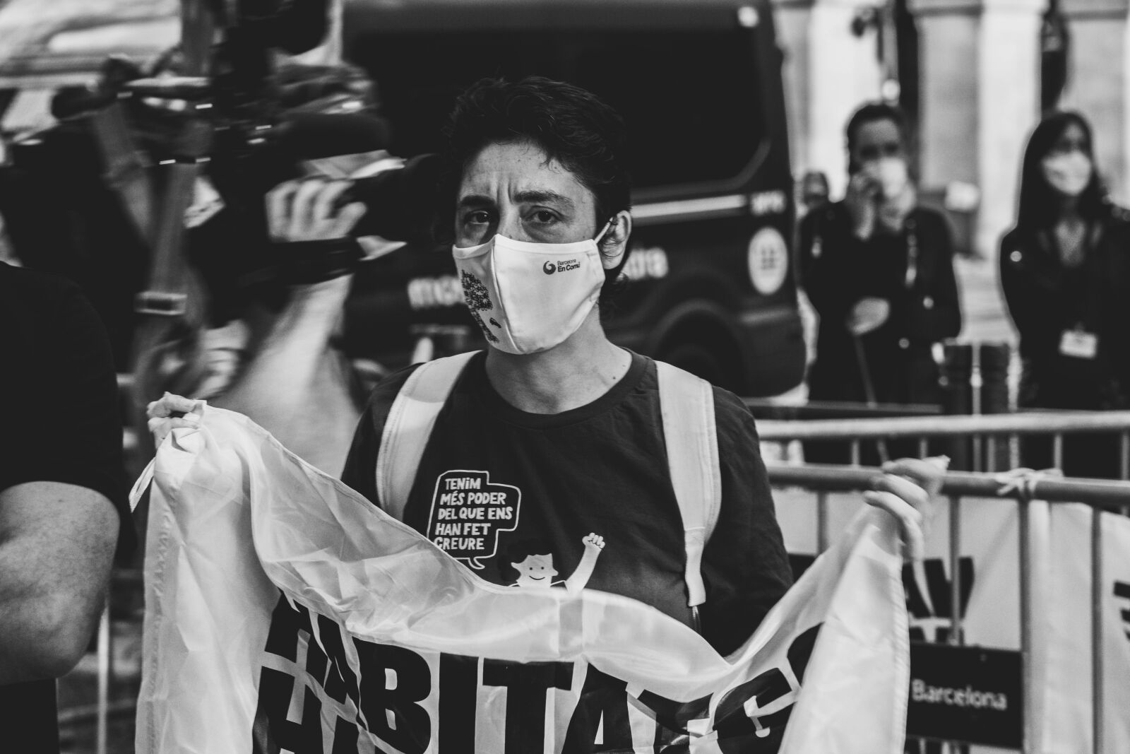 Sony a7R II sample photo. Man, face mask, protest photography