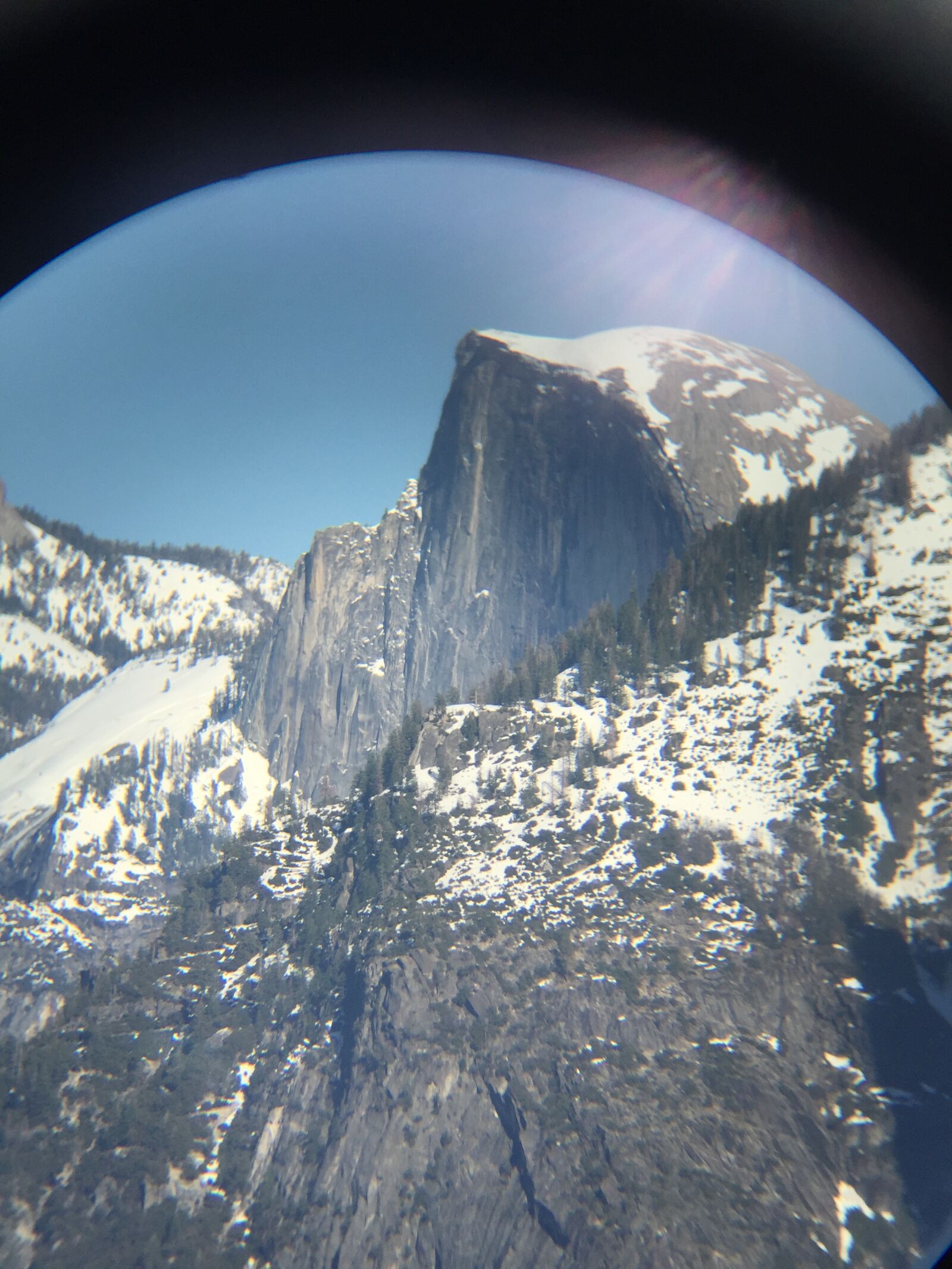 iPhone 6 back camera 4.15mm f/2.2 sample photo. Half dome, binocular, yosemite photography