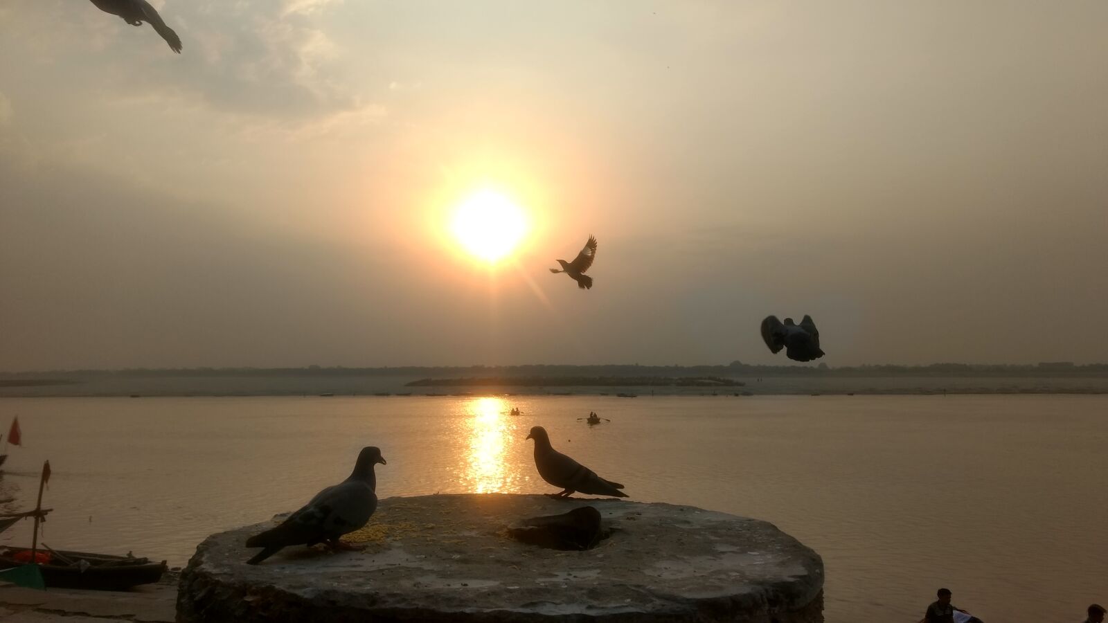 Motorola Moto G (4) sample photo. Varanasi, pigons, birds, ganga photography