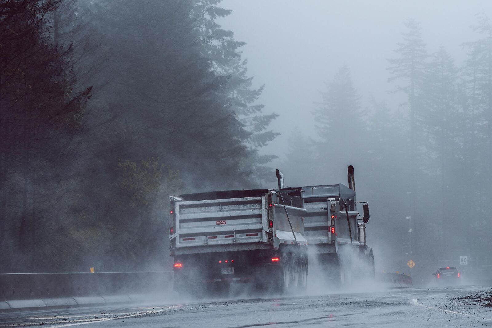 Nikon D750 sample photo. Malahat, truck, fog photography