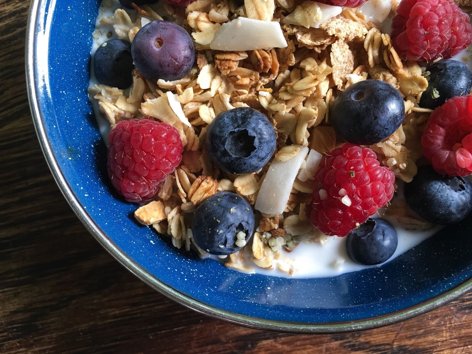Apple iPhone 6s Plus sample photo. Cereal, granola, milk photography