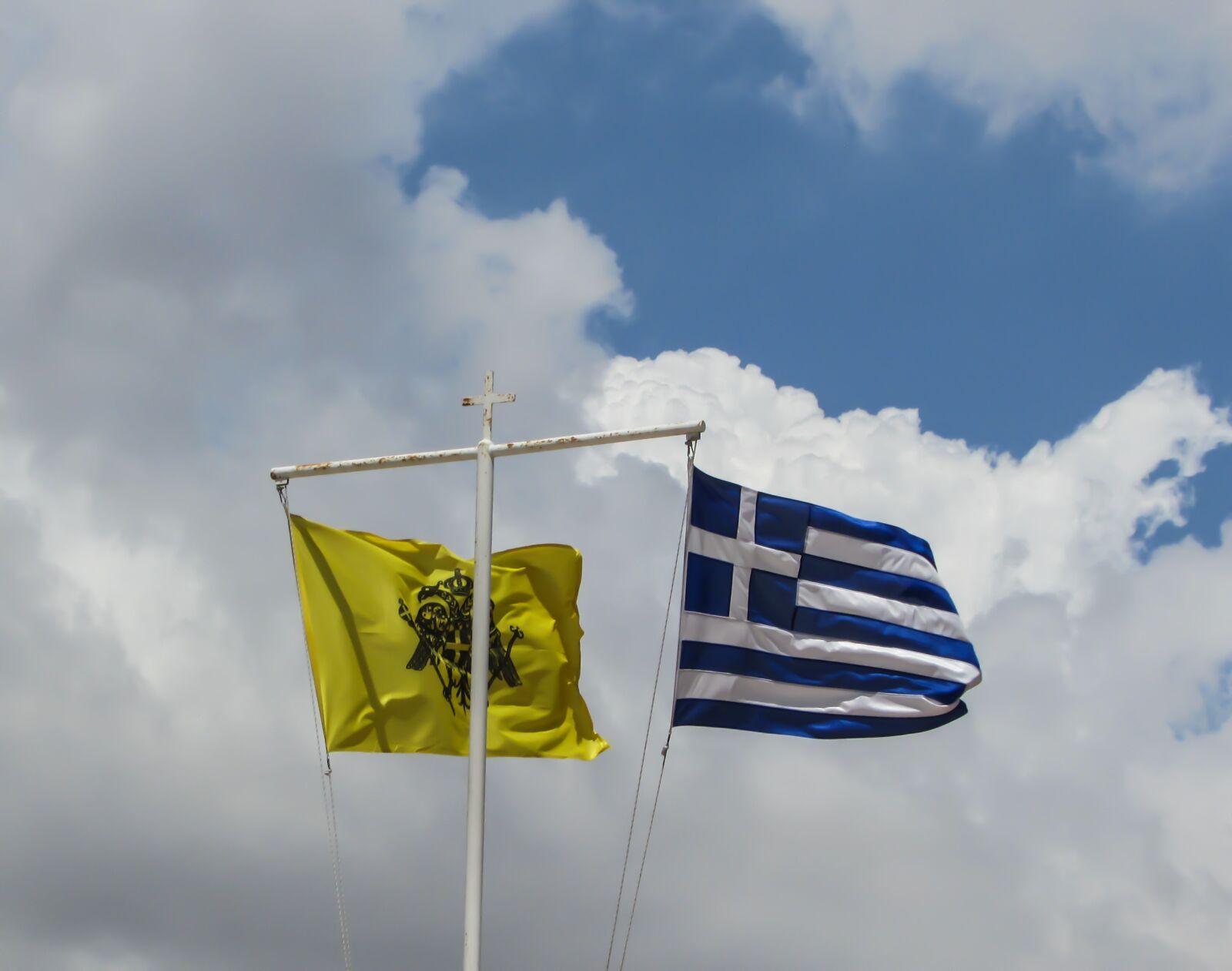 Canon PowerShot SX400 IS sample photo. Flags, waving, byzantium photography