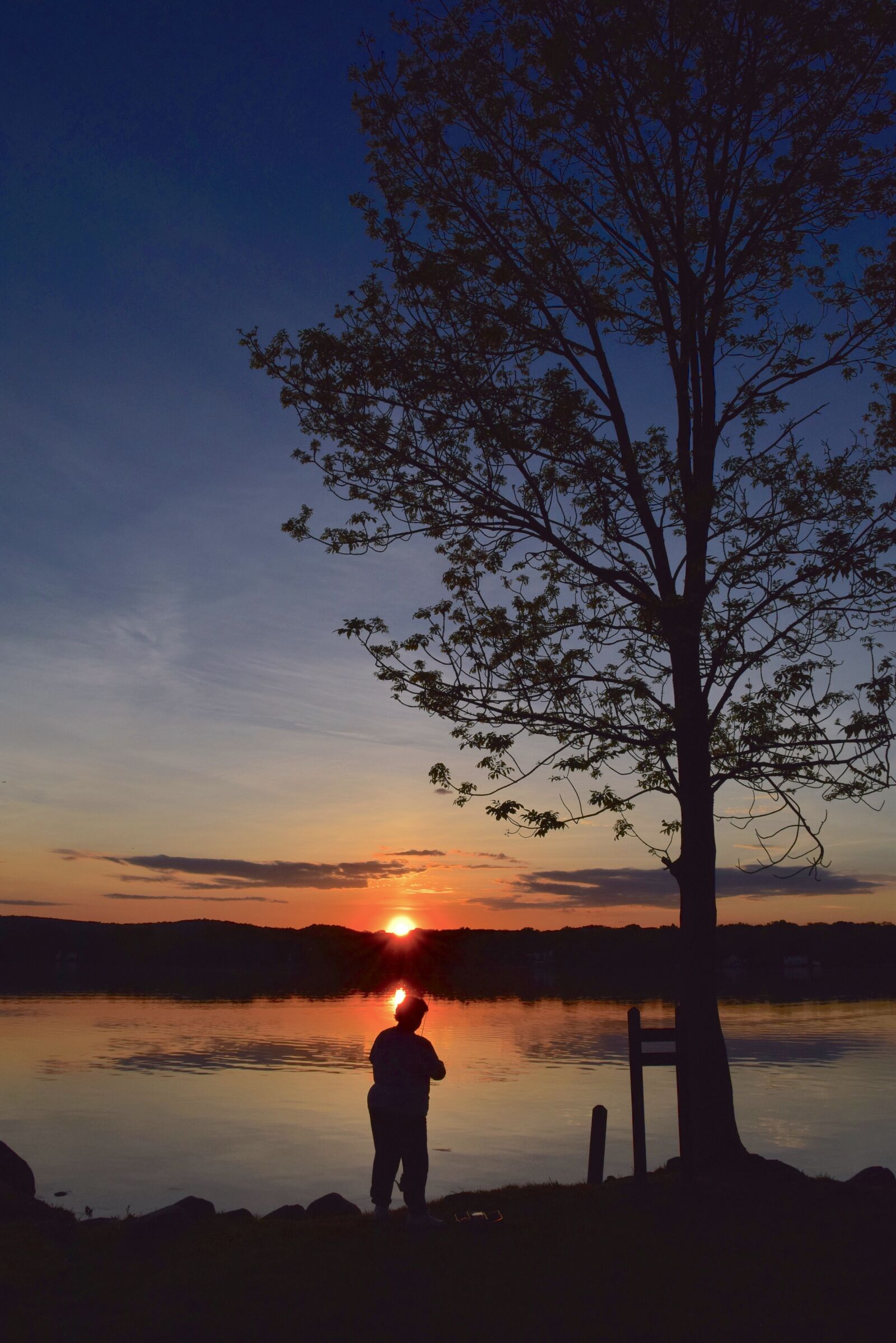 Nikon D3300 sample photo. Silhouette, fisherman, shore photography