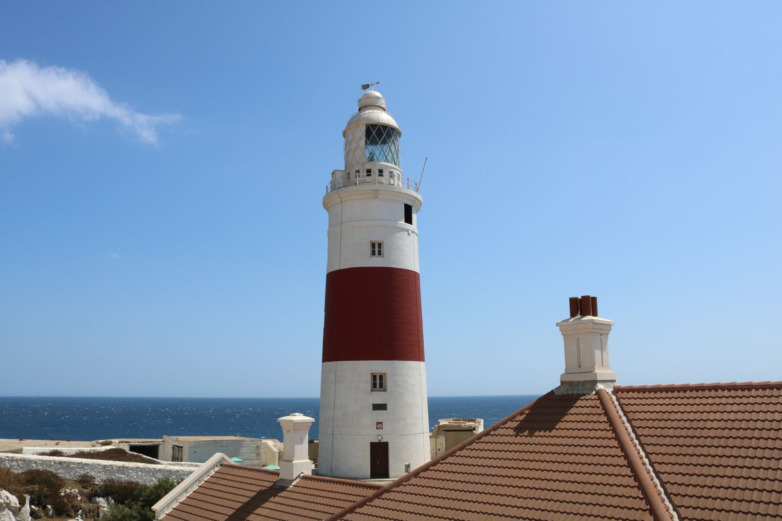 Canon EOS 750D (EOS Rebel T6i / EOS Kiss X8i) + Canon EF-S 18-55mm F3.5-5.6 III sample photo. Lighthouse, gibraltar, red photography