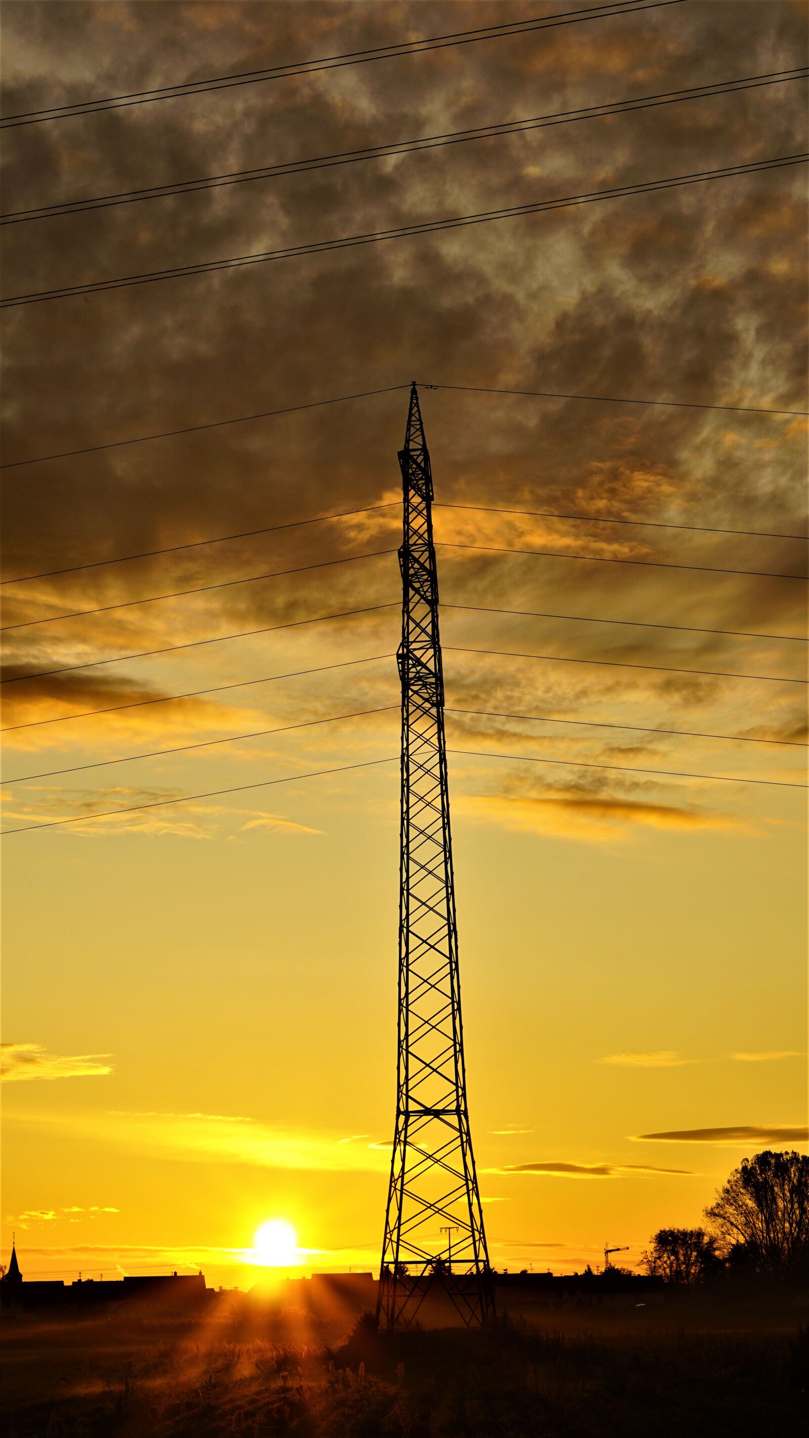 Sony a6000 sample photo. Sunrise, autumn, strommast photography