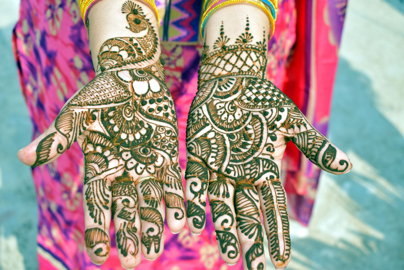 Nikon D5600 sample photo. Decorated hands, mehndi, floral photography