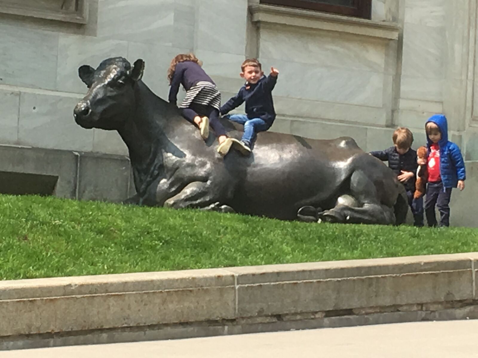 iPhone 6s Plus back camera 4.15mm f/2.2 sample photo. Children, cow, boy photography