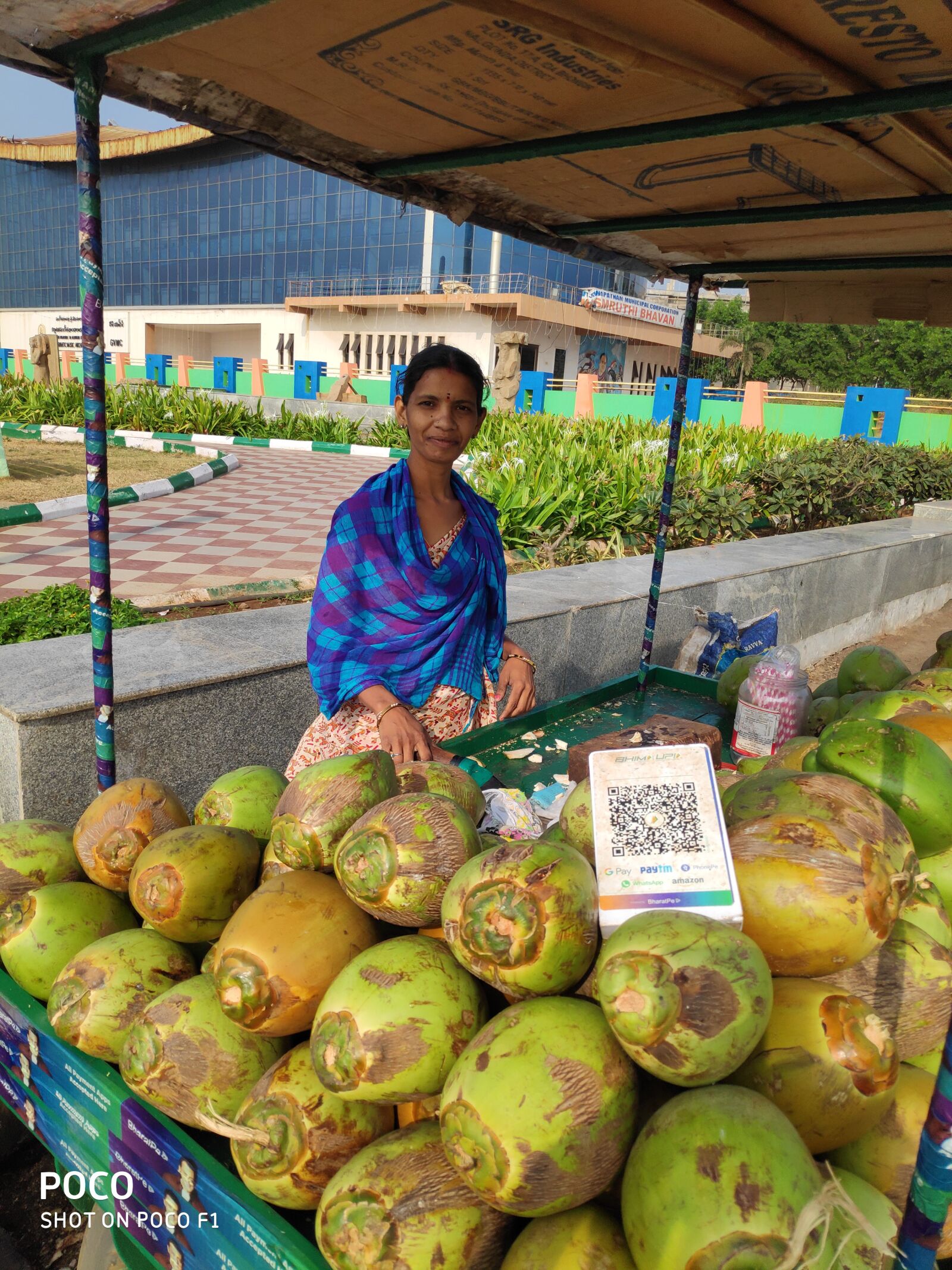 Xiaomi POCO F1 sample photo. Street photography, vendor, coconut photography