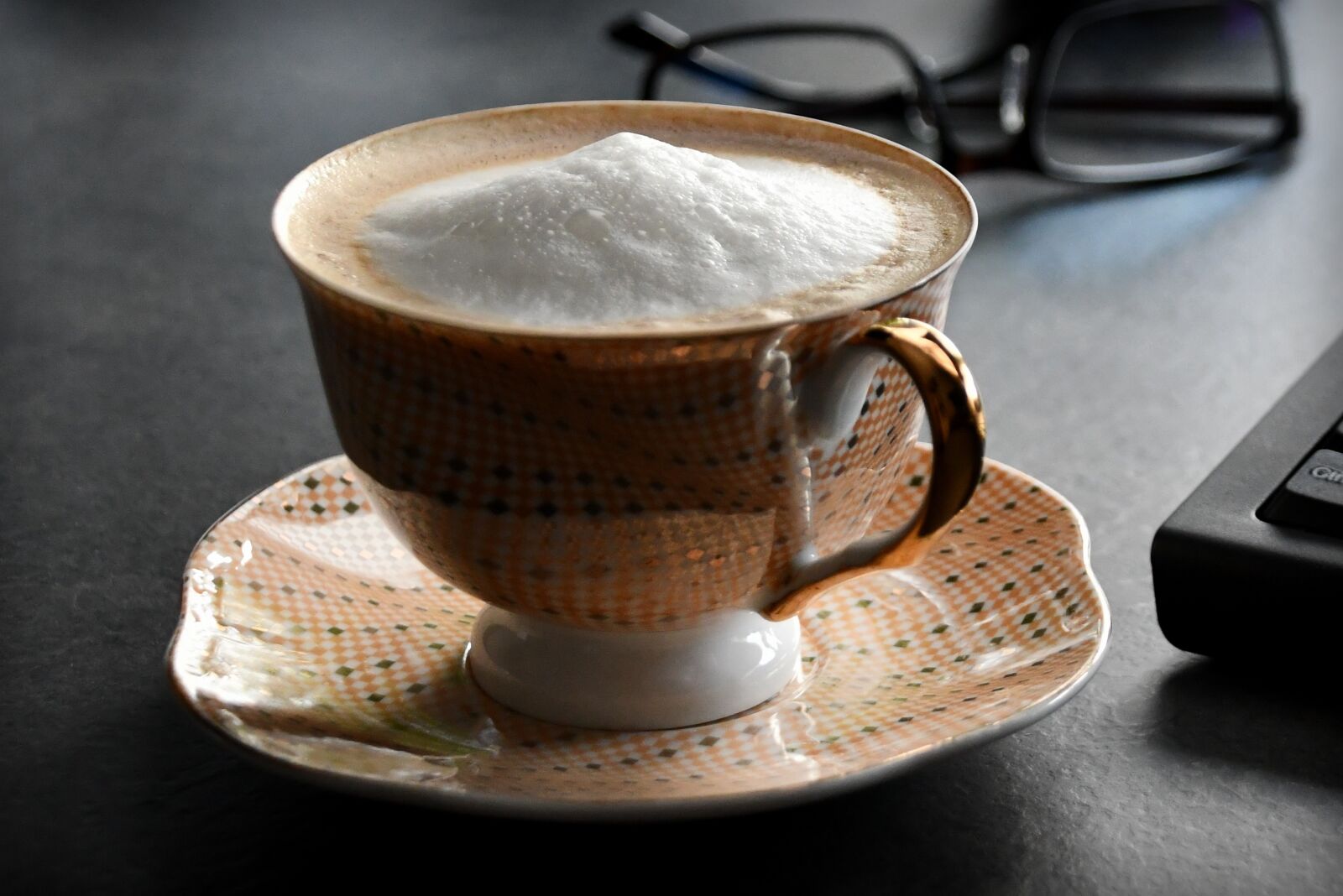 Nikon D7500 sample photo. Coffee, orange, gold photography