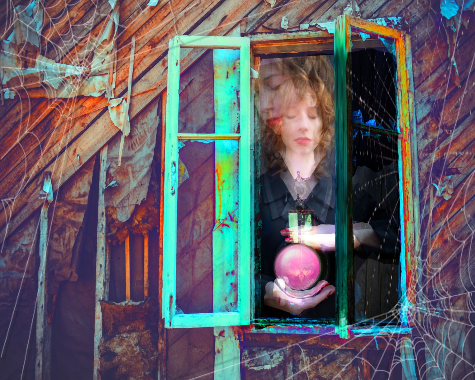 Nikon D3200 sample photo. Woman, window, spider web photography