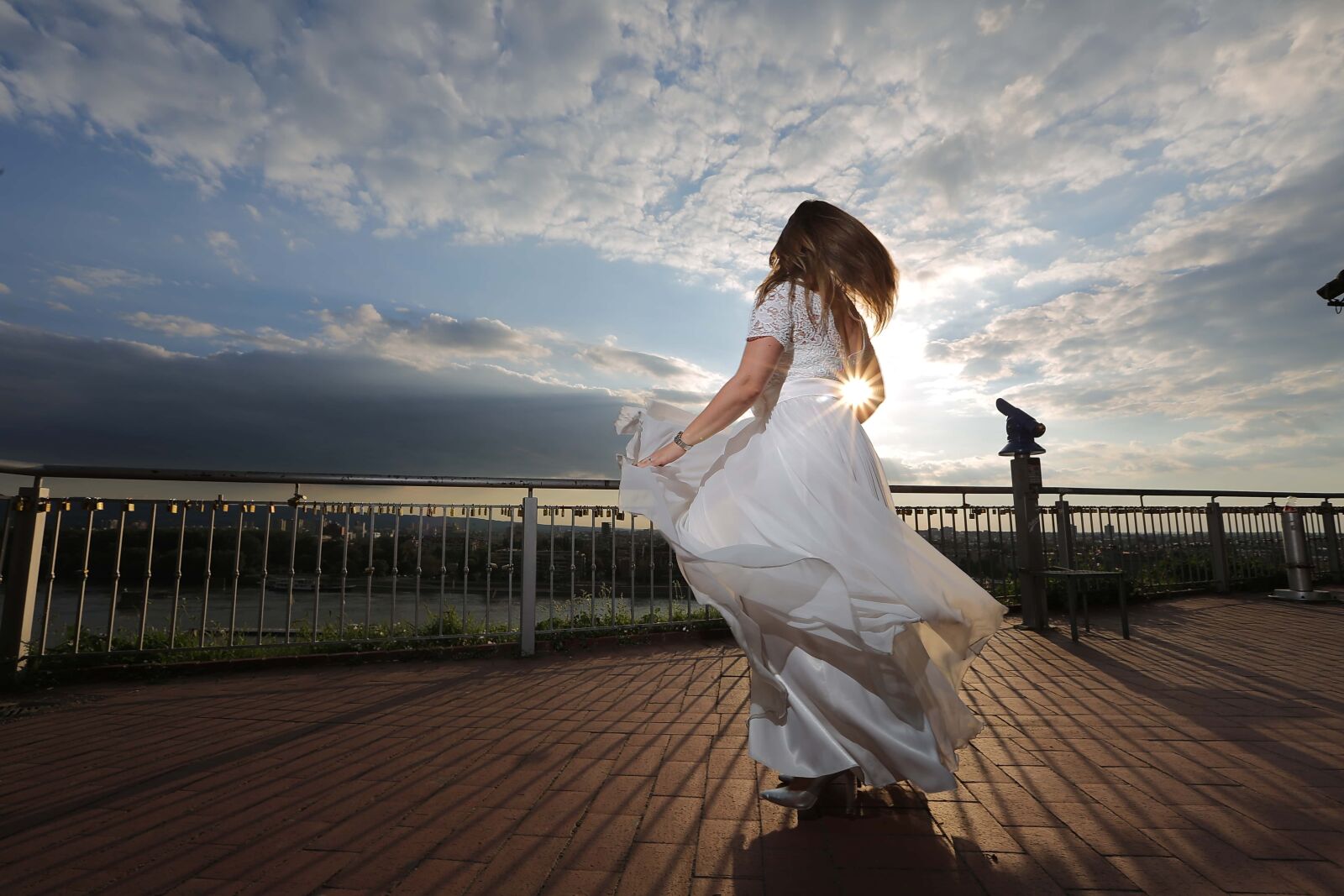 Canon EF 16-35mm F2.8L II USM sample photo. Panorama, patio, sunset, bride photography