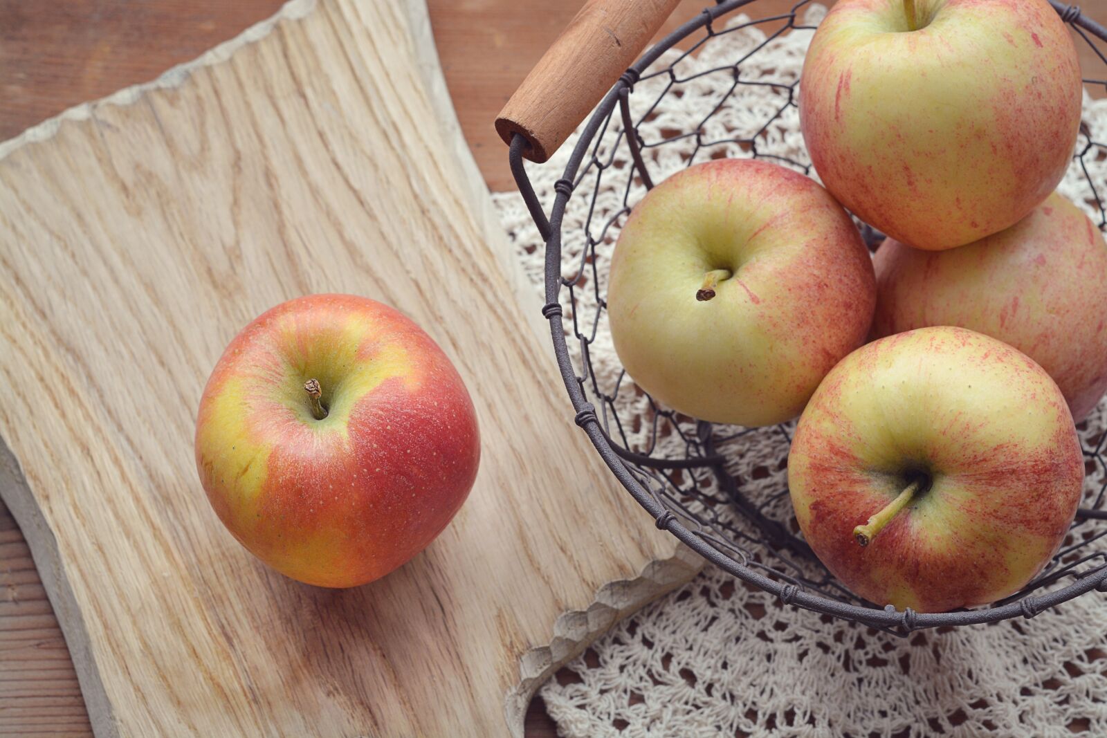 Nikon D7100 sample photo. Apple, cutting board, basket photography