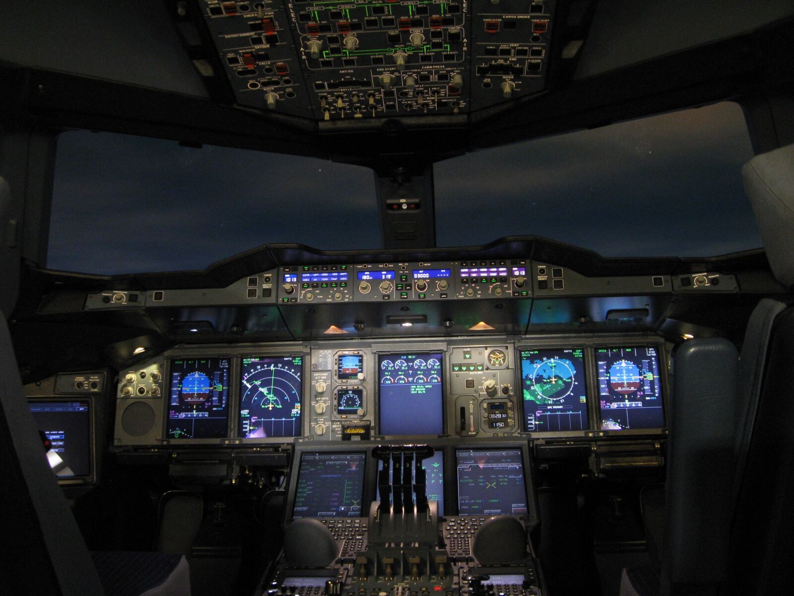 Canon DIGITAL IXUS 950 IS sample photo. Cockpit, aircraft, a380 photography