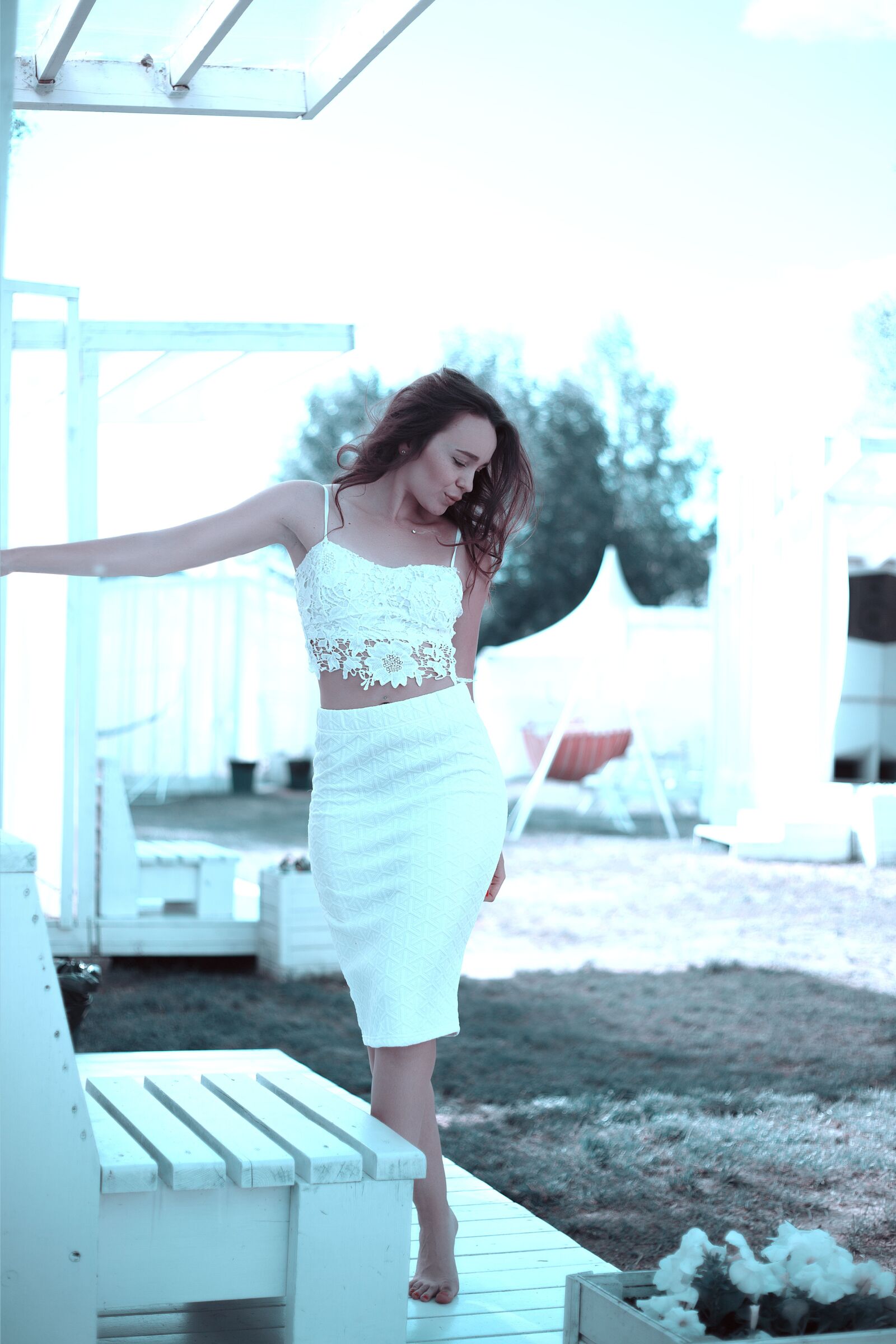 Canon EOS 5D Mark III sample photo. White skirt, girl, fashion photography