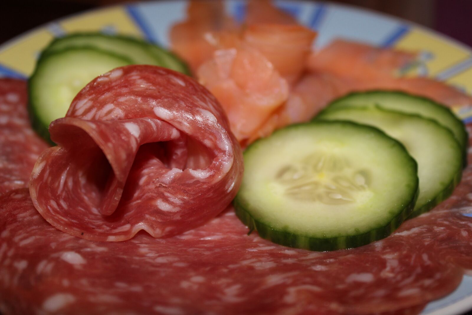 Canon EOS 600D (Rebel EOS T3i / EOS Kiss X5) sample photo. Wurstplatte, salami, salmon photography