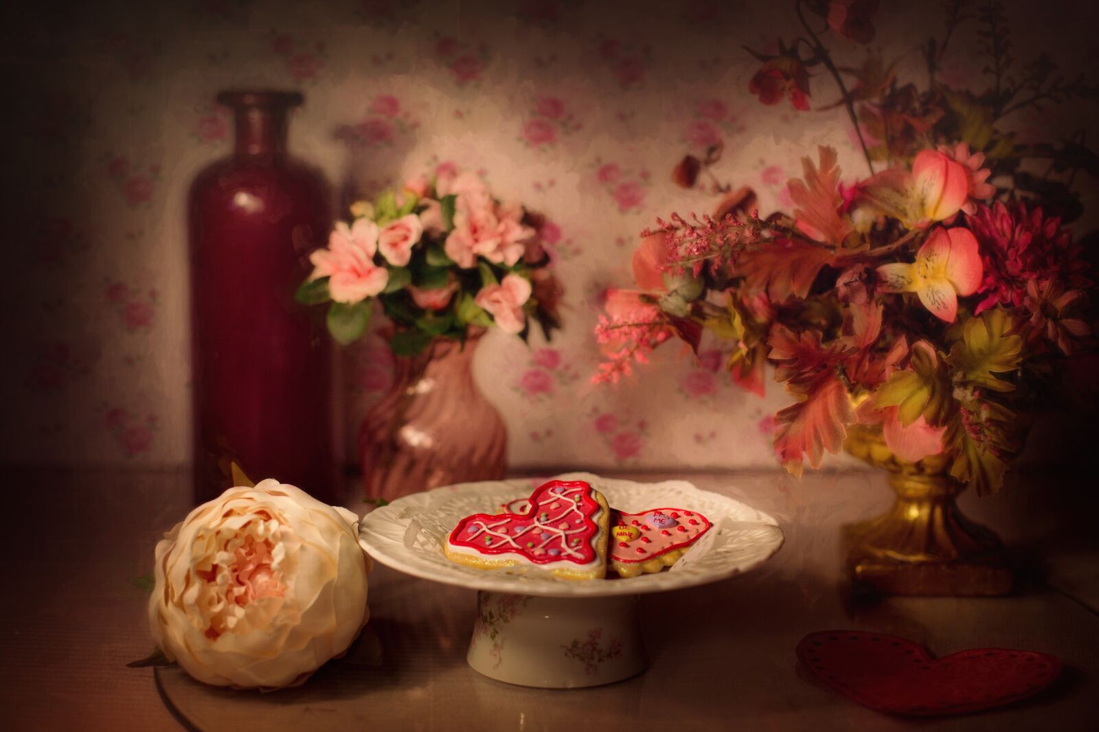 Canon EF 50mm F1.4 USM sample photo. Valentine's day, valentine cookies photography