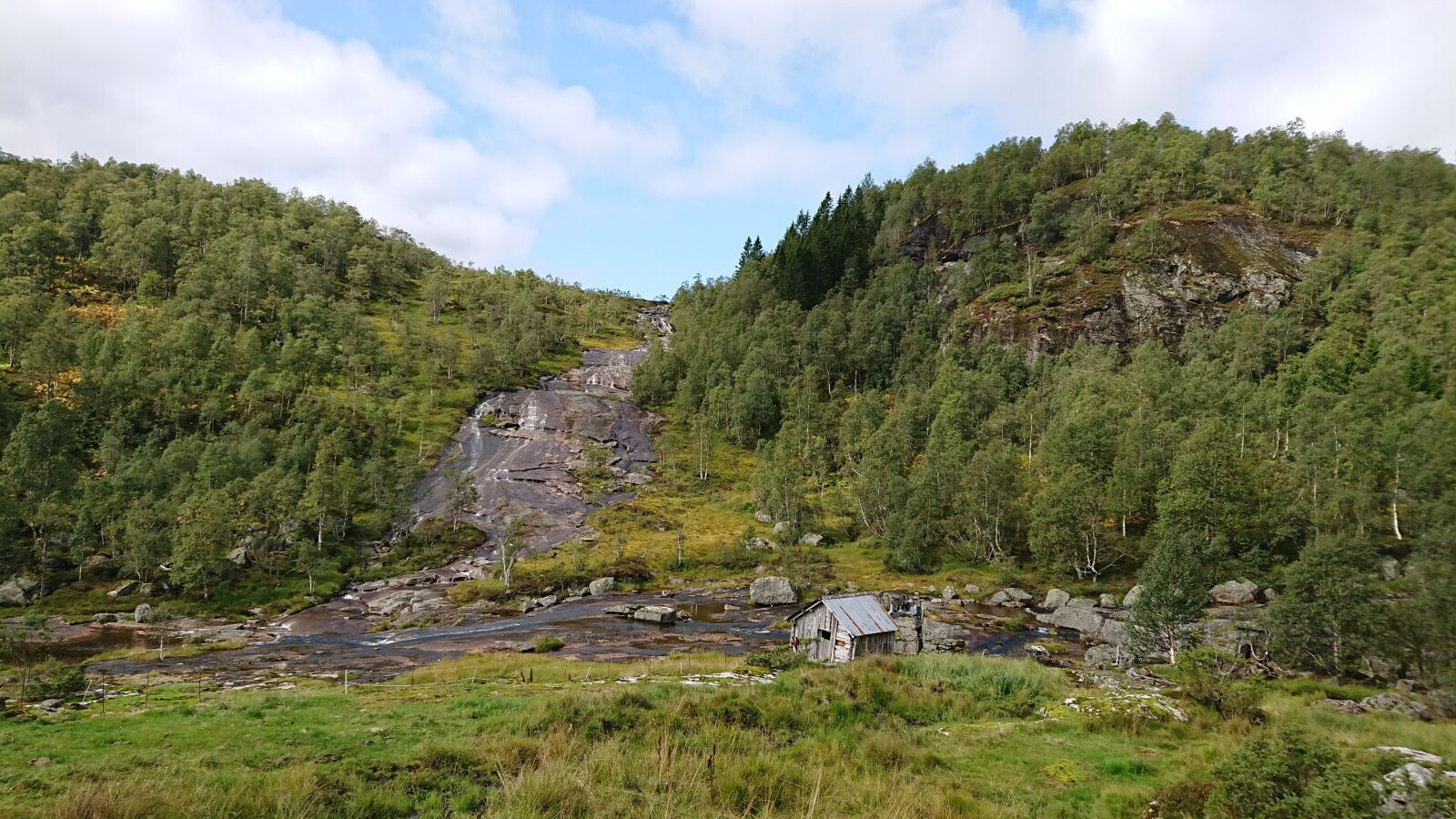 Sony Xperia XZ1 Compact sample photo. Mountain, waterfall, green photography
