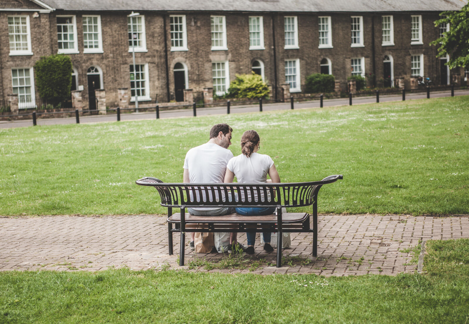 Canon EF 28-70mm f/2.8L USM sample photo. Architecture, bench, building, couple photography