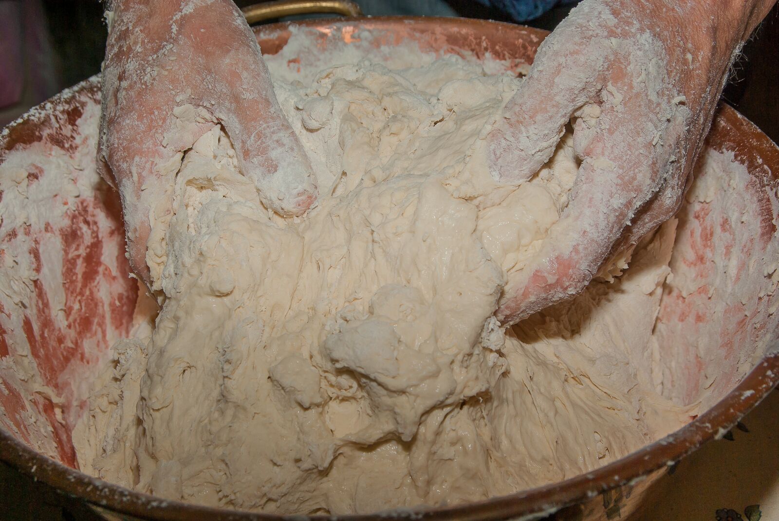 Pentax K10D sample photo. Bread dough, boulanger, flour photography