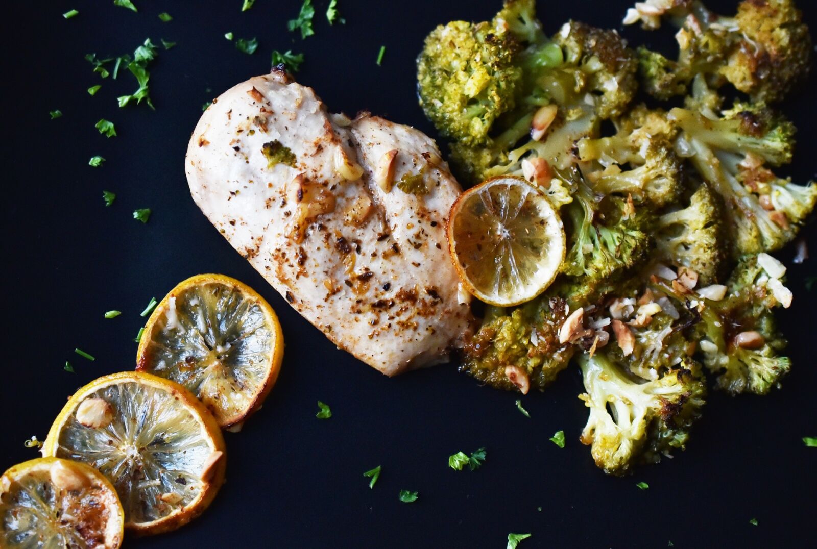 Nikon D750 sample photo. Broccoli, chicken breast, chicken photography