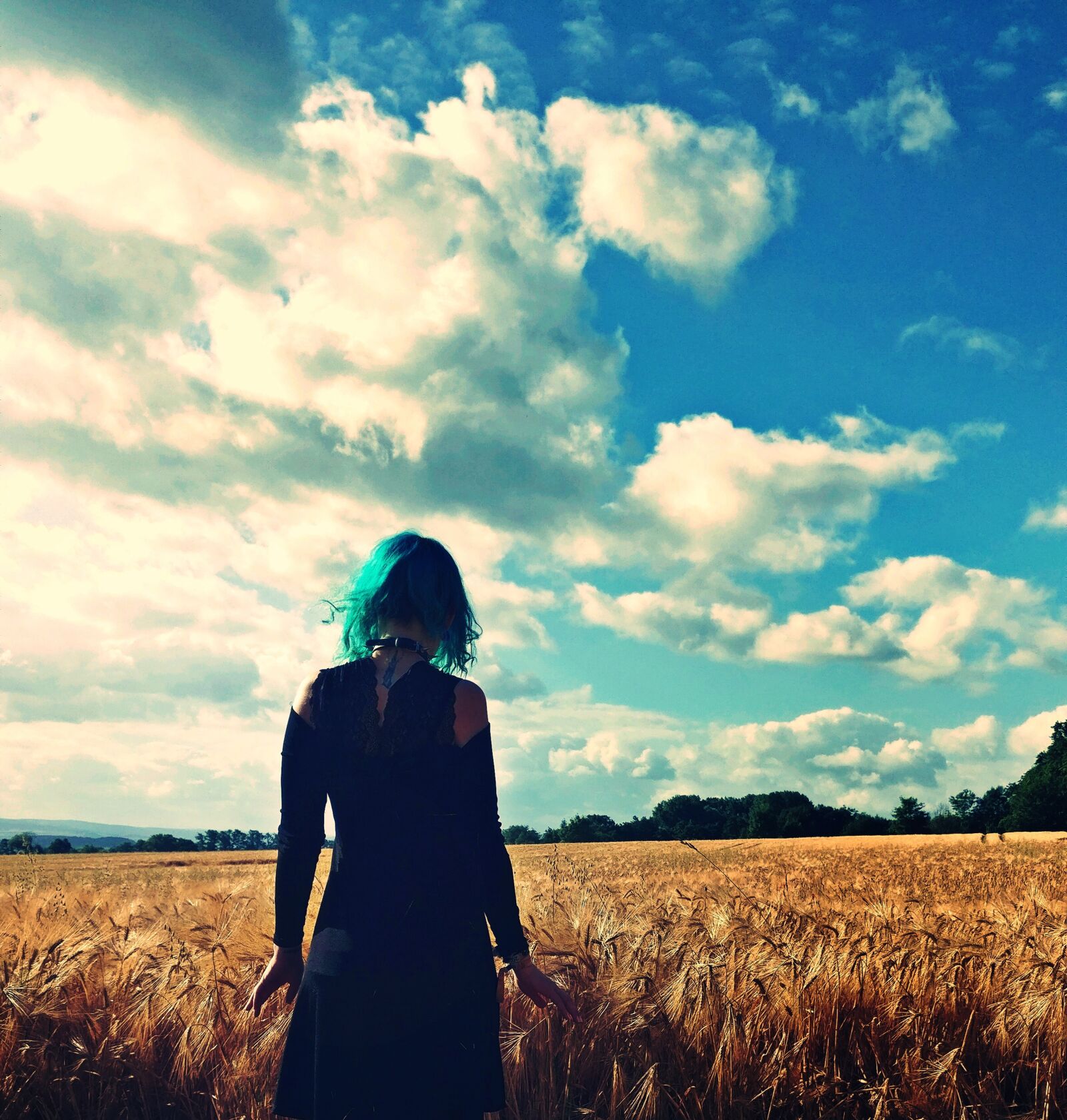 OnePlus A3003 sample photo. Blue hair, girl, field photography